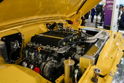 A hydrogen combustion engine designed by Motul in conjunction with GCK Battery is seen on display during the CES tech show Tuesday, Jan. 9, 2024, in Las Vegas.