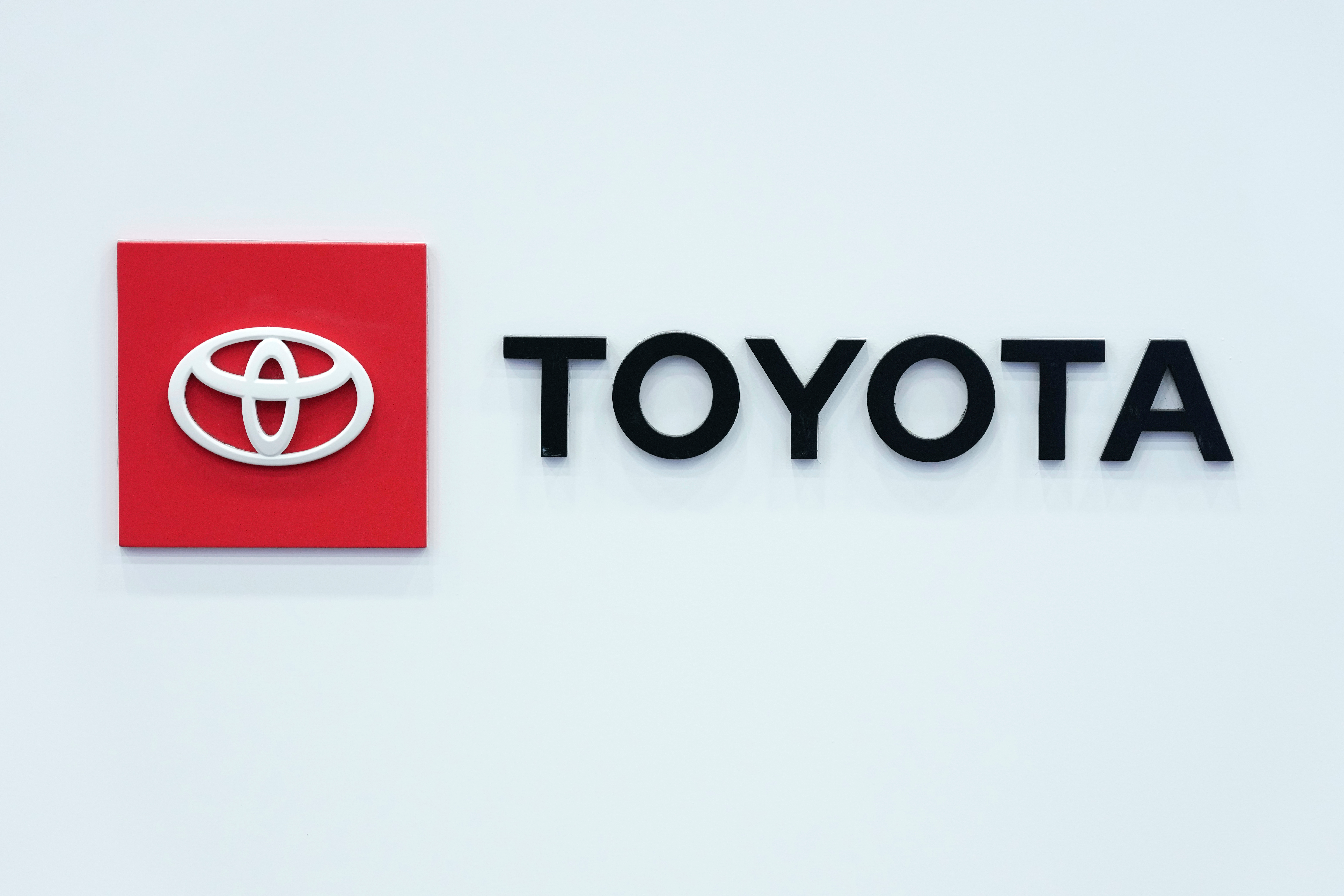 The Toyota logo is seen, Sept. 13, 2023, at the North American International Auto Show in Detroit.