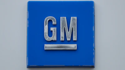 A GM logo is shown at the General Motors Detroit-Hamtramck Assembly plant in Hamtramck, Mich., Jan. 27, 2020.