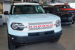 A Ford Bronco is displayed at a Gus Machado Ford dealership on Jan. 23, 2023, in Hialeah, Fla.