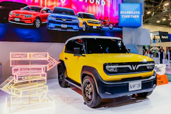 Vinfast electric car VF3 at an event in Las Vegas.