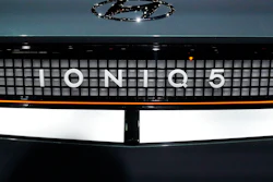 The 2024 Hyundai IONIQ 5 sits on display at the Chicago Auto Show, Thursday, Feb. 9, 2023, in Chicago.