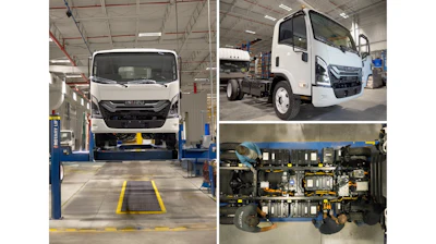 The first production units of the all-new Isuzu NRR-EV being assembled at Builtmore Contract Manufacturing’s facility in Charlotte, Michigan.