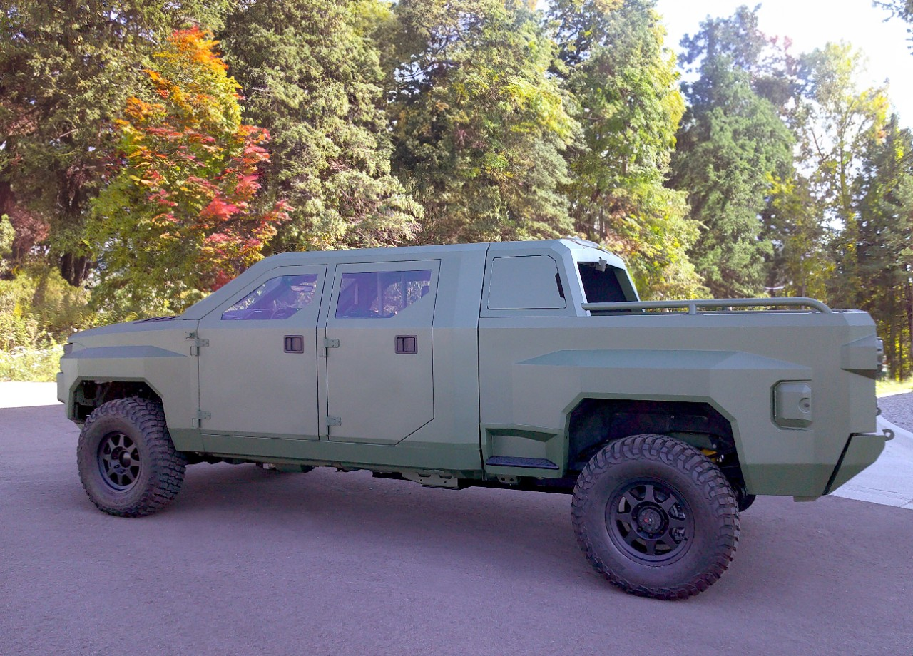 A side view of GM Defense’s Next Gen tactical vehicle.