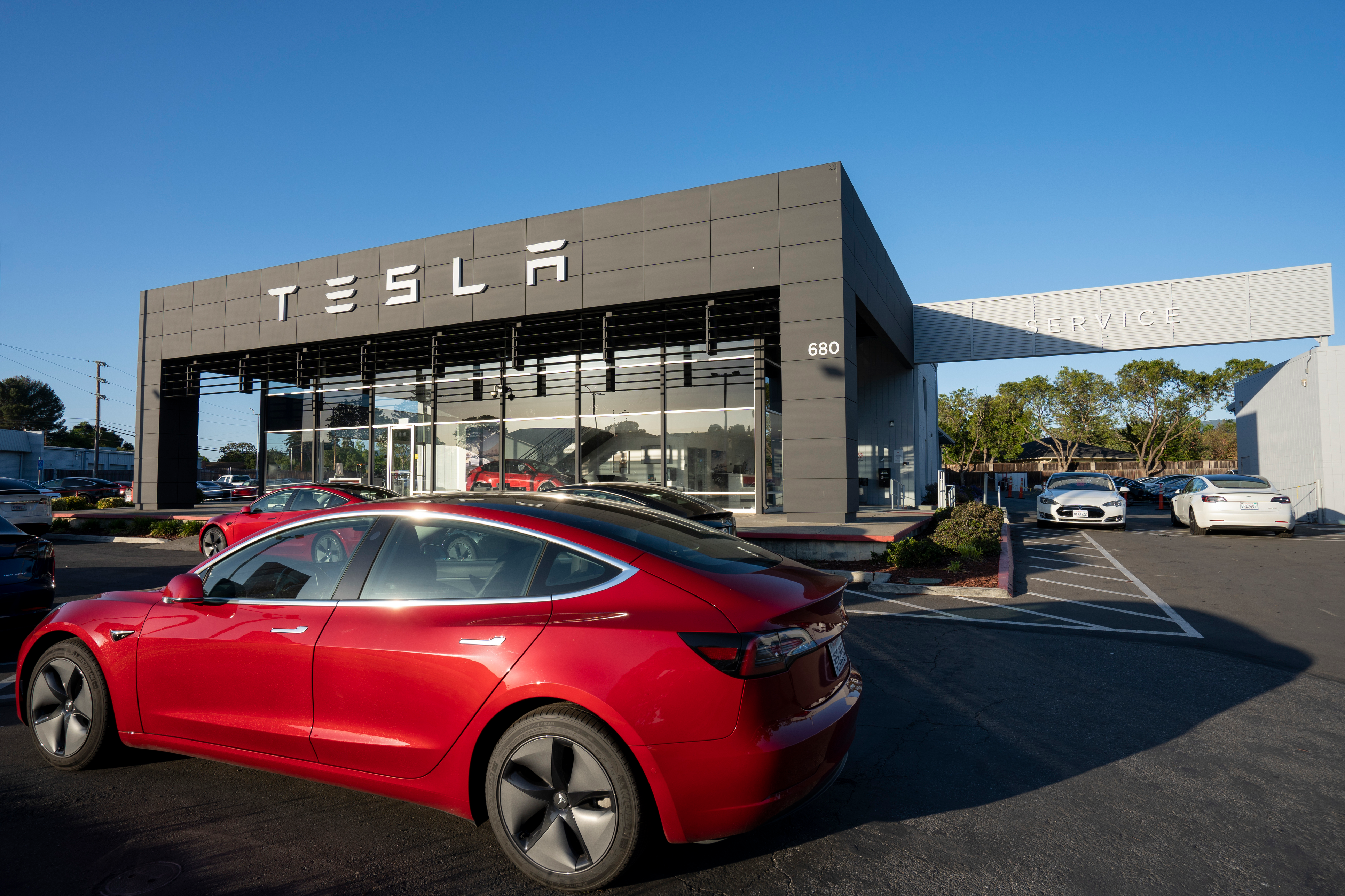 A tesla showroom in California.