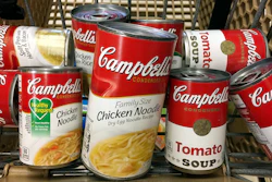 This May 23, 2017, file photo shows a variety of Campbell's soups in a grocery cart at a store in Phoenix.