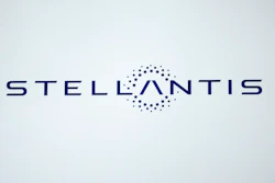 A Stellantis logo is shown at the North American International Auto Show in Detroit, Sept. 13, 2023.