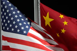 The American and Chinese flags wave at Genting Snow Park ahead of the 2022 Winter Olympics, Feb. 2, 2022, in Zhangjiakou, China.