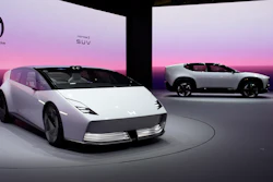 The Honda 0 SUV, right, and Honda 0 Saloon EV prototypes are on display at the Honda booth during the CES tech show Tuesday, Jan. 7, 2025, in Las Vegas.