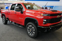 A 2024 Chevrolet Silverado 2500 HD Custom truck is shown at the Pittsburgh International Auto Show in Pittsburgh, Feb. 15, 2024.