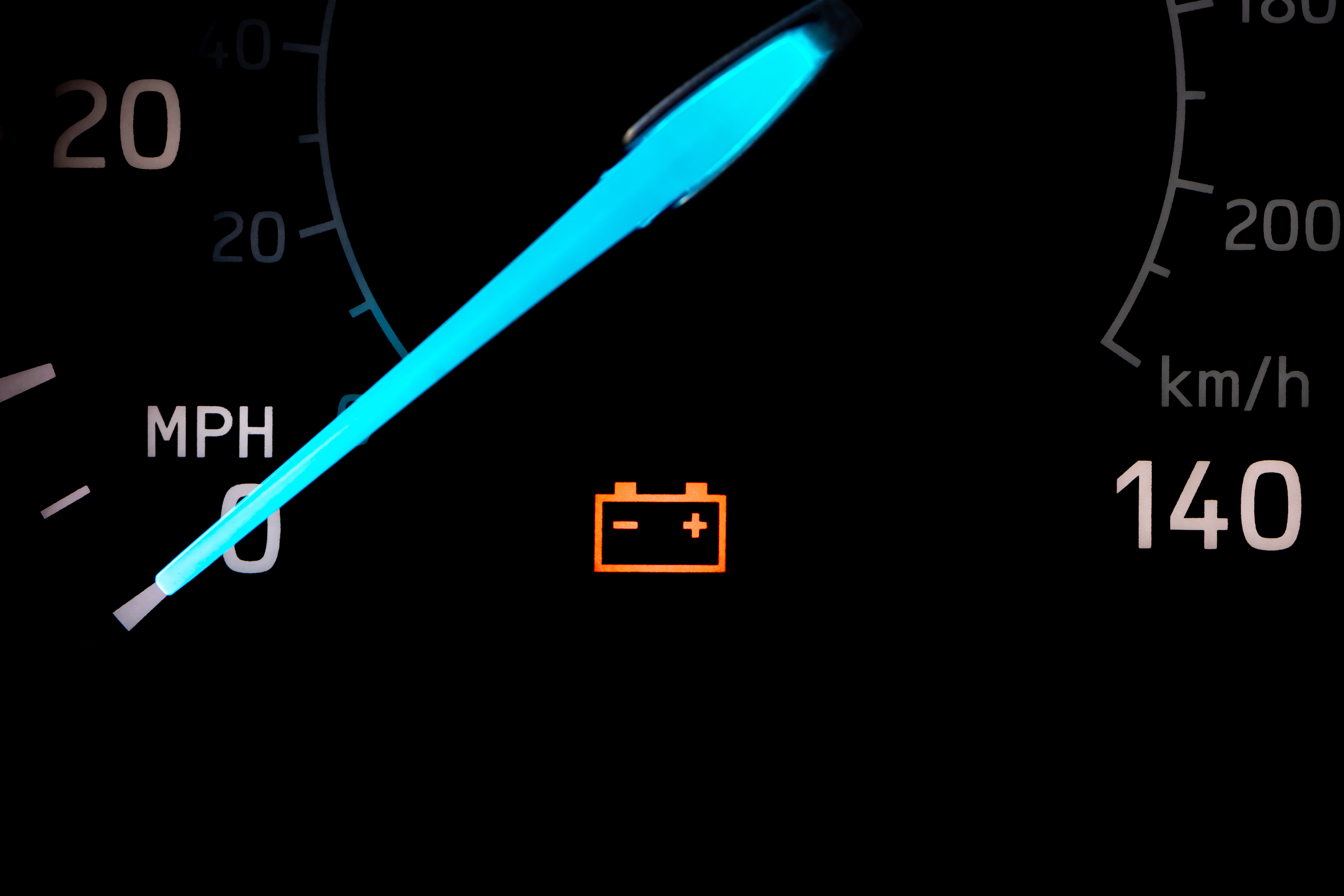 A car's battery light turned on.