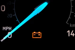 A car's battery light turned on.