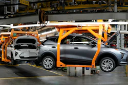 Vehicles move along the 2023 Chevrolet Bolt EV and EUV assembly line at the General Motors Orion Assembly on June 15, 2023, in Lake Orion, Mich.