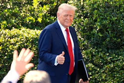 President Donald Trump arrives to welcome the Super Bowl champion Philadelphia Eagles NFL football team to the South Lawn of the White House, Monday, April 28, 2025, in Washington.