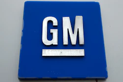 The General Motors logo is displayed at the General Motors Detroit-Hamtramck Assembly plant in Hamtramck, Mich., Jan. 27, 2020.