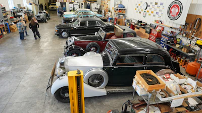 Volunteers gather at The Rolls-Royce Foundation in Mechanicsburg, Pa., Saturday, April 5, 2025.