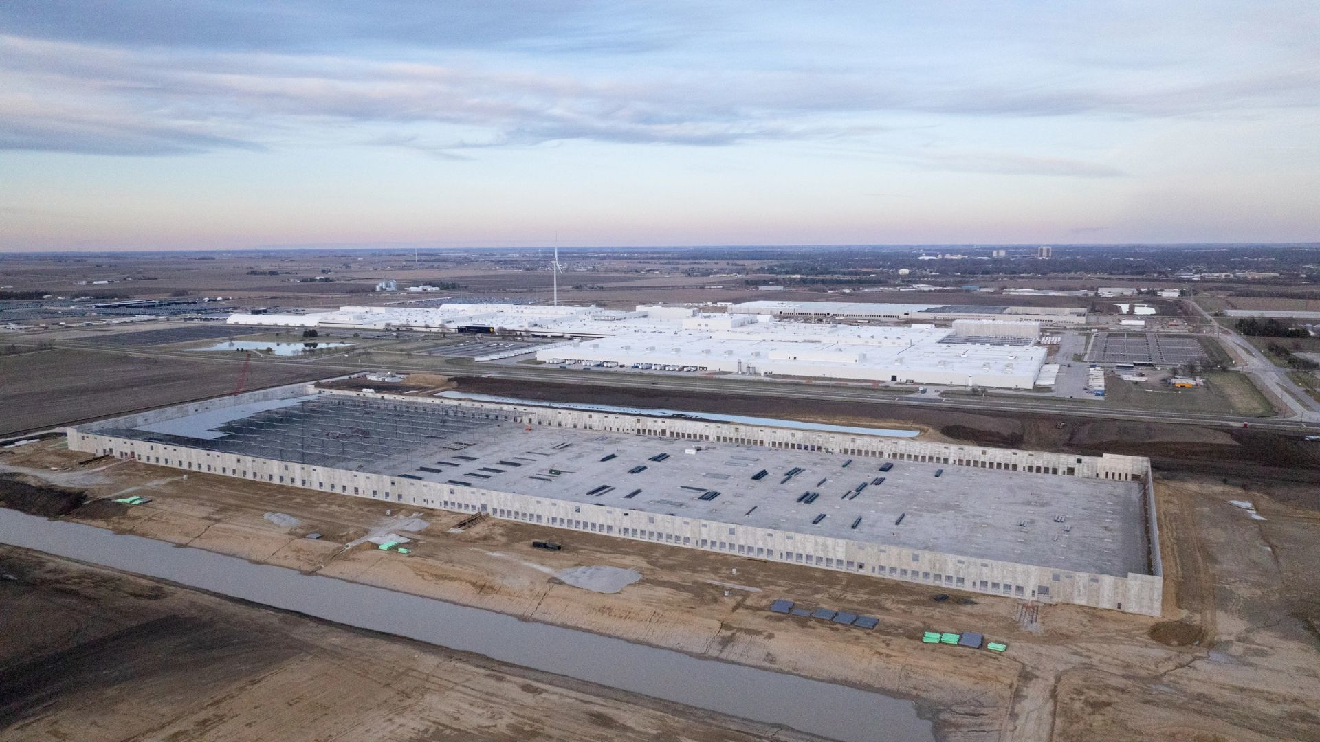 Rivian's supply park construction in Normal, IL.