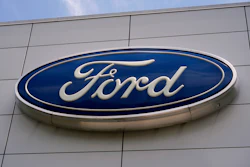 The Ford logo is seen above the entrance to the Ford Motor Company Kentucky Truck Plant, Wednesday, April 30, 2025, in Louisville, Ky.