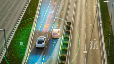 Autonomous vehicles with digital sensor visualization on multi-lane highway