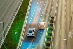 Autonomous vehicles with digital sensor visualization on multi-lane highway