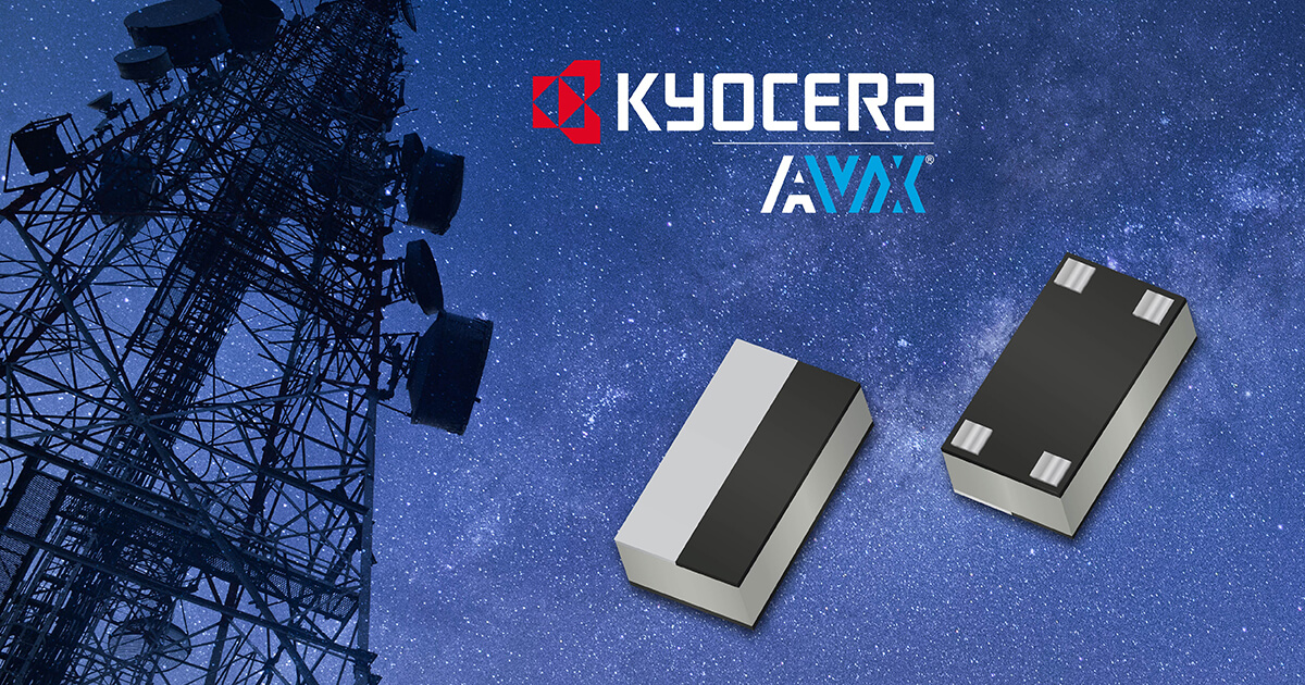 Kyocera AVX electronic components with communications tower under starry sky