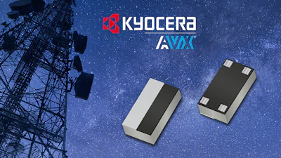 Kyocera AVX electronic components with communications tower under starry sky