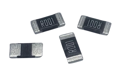 Surface-mount resistors in black and silver with printed resistance values