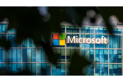 Microsoft headquarters building with corporate logo on glass facade