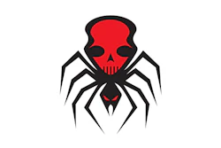 Red and black stylized spider skull logo with sharp geometric design