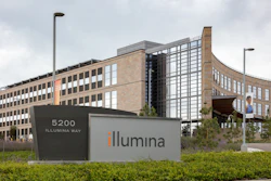 Illumina corporate headquarters with modern glass and stone building and company sign