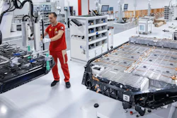 Electric vehicle battery production line with large battery module and industrial equipment