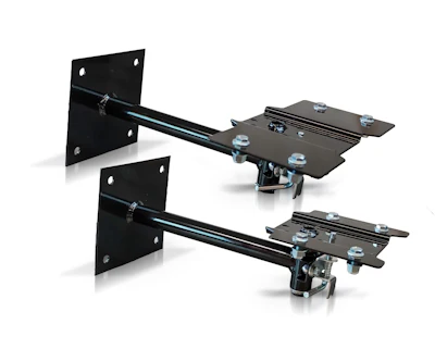 Black metal wall mounting brackets with adjustable extension arms