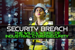 Professional in safety vest and hard hat examining industrial cybersecurity interface