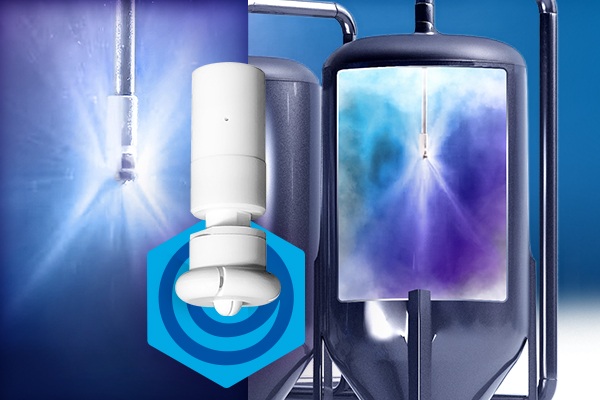Scientific equipment with glowing blue and purple industrial containers