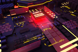 Digital cybersecurity interface with red alert screen showing system hacked warning
