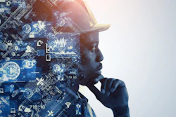 Silhouette of a person with digital technology and data visualization overlay