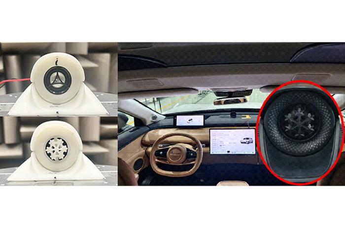 Automotive speaker and sound system components with circular mesh design