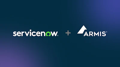 ServiceNow and Armis partnership logo on gradient blue background