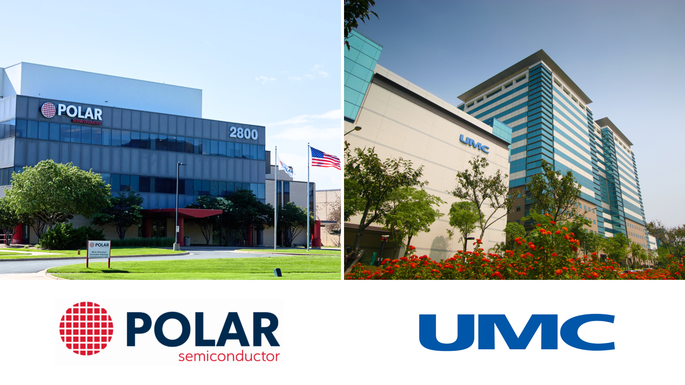 Polar Semiconductor and UMC corporate headquarters with modern office buildings