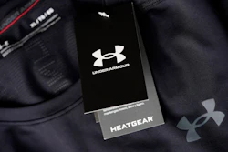 Under Armour Heatgear clothing tag with white logo on black background