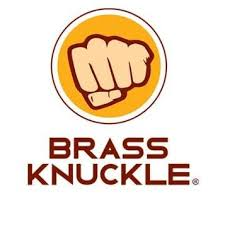 Brass Knuckle logo: Clenched fist in yellow-orange circle