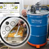 Industrial blue Chip Trapper vacuum collecting metal chips from machining surface