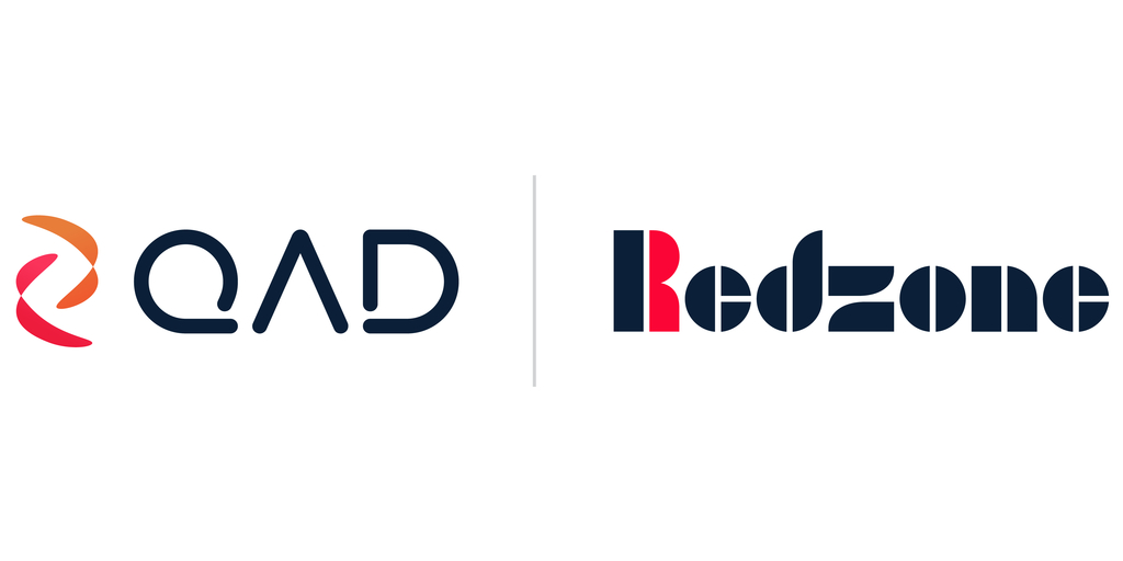 QAD and Redzone corporate logos in red and navy blue