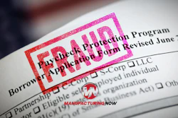 Approved PPP Loan Application Form with red stamp and ManufacturingNow branding