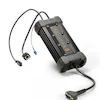 Professional marine battery charger with digital display, multiple connectors, and attached power cables