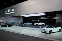 AFEELA by Sony Honda Mobility showroom display with electric vehicles and brand signage