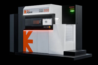 Altform PrintSharp 300 industrial 3D printer with white and black housing, orange branding, and integrated cooling system