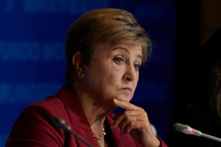 Kristalina Georgieva, managing director of the International Monetary Fund, listens during a briefing in Beijing, Dec. 10, 2025.