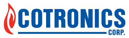 Cotronics Corp. logo with red flame icon and blue text
