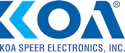KOA Speer Electronics, Inc. logo with blue geometric design and registered trademark